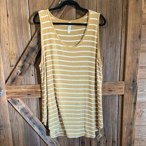 Zenana Mustard Yellow with White Stripes Tank Top